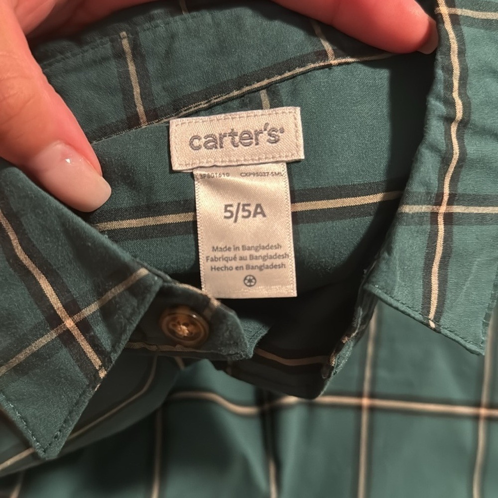 Teal Plaid Button-Up Shirt - Picture 3 of 3